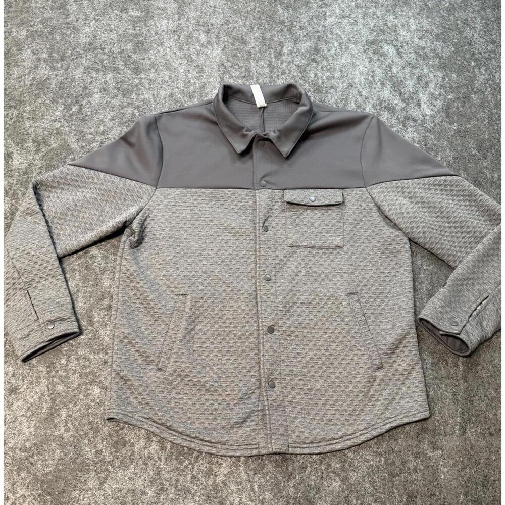 All In Motion Mens L Grey Lightweight Jacquard Jacket Front Pocket Collared